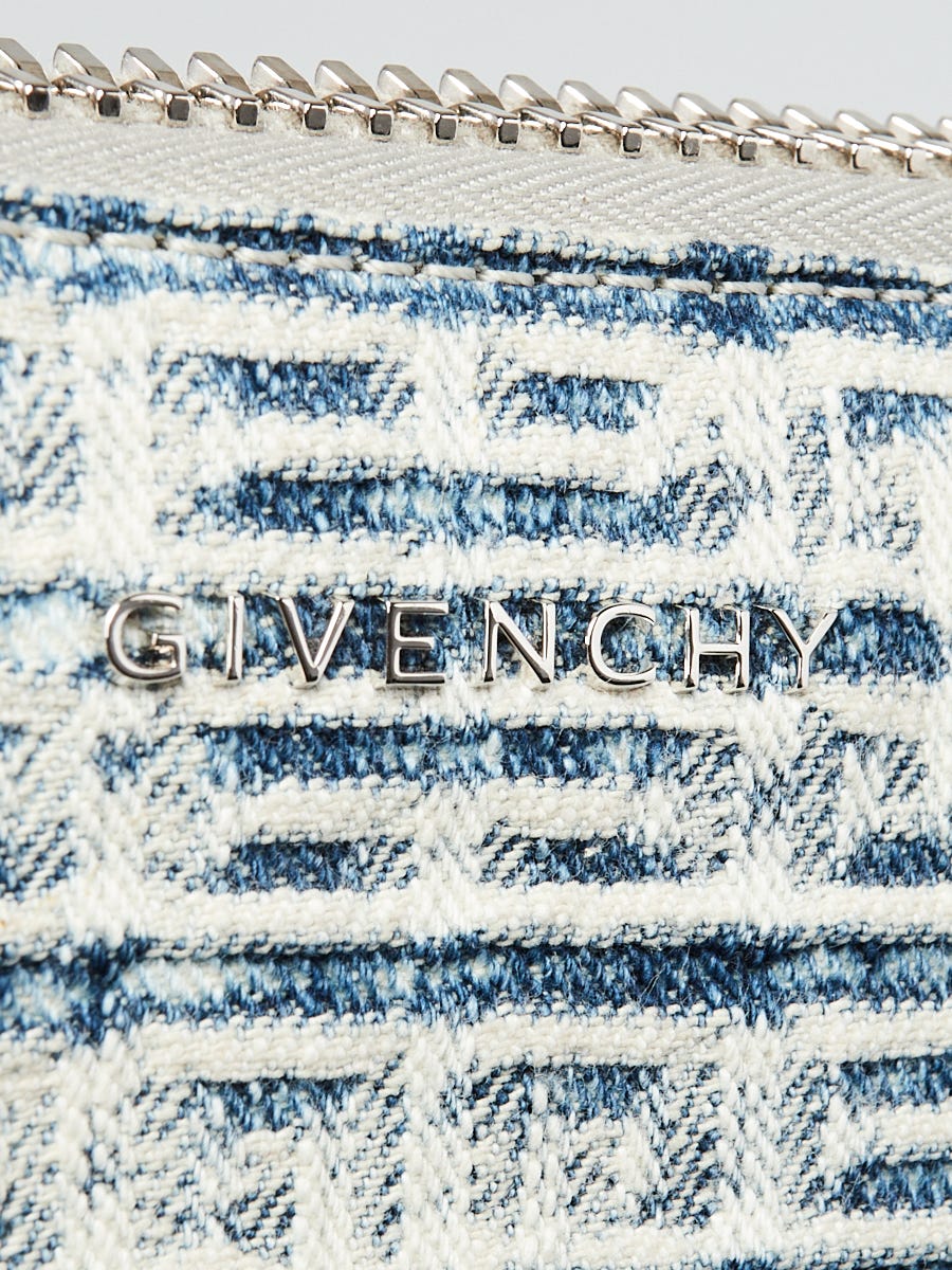 ジバンシィ ロゴ ベロア がま口ハンドバッグ GIVENCHY ブルー