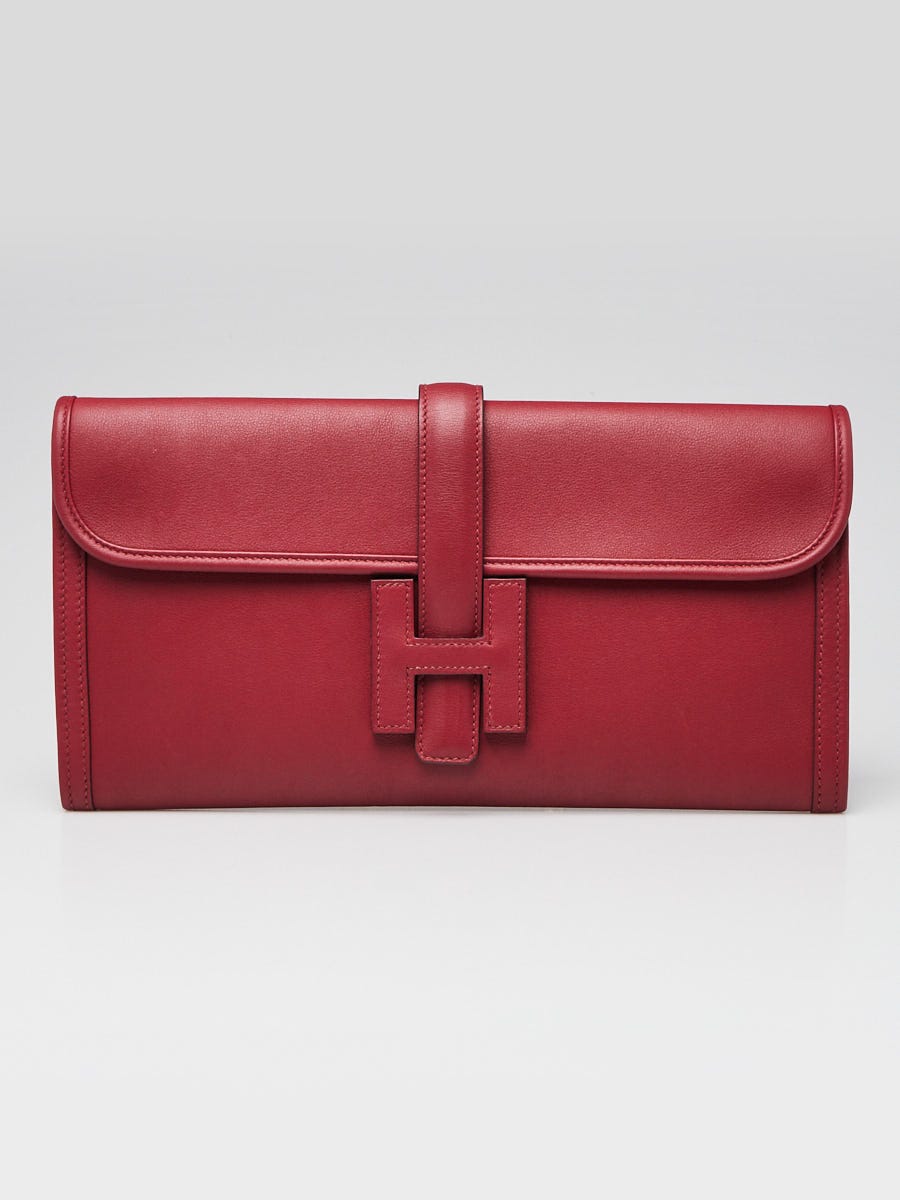 Hermes Rouge Vif Swift Leather Jige 29 Clutch Bag