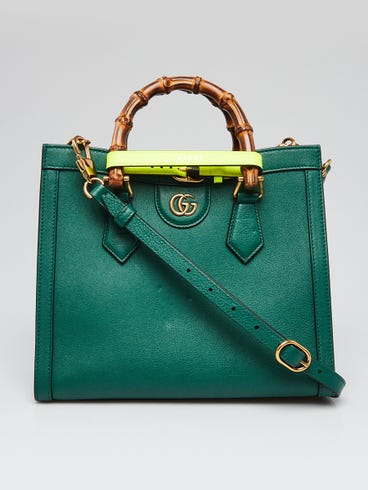 Gucci Green Leather Small Diana Tote Bag