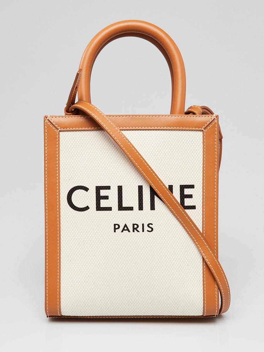 Celine Beige/Brown Canvas/Leather Vertical Cabas Mini Tote