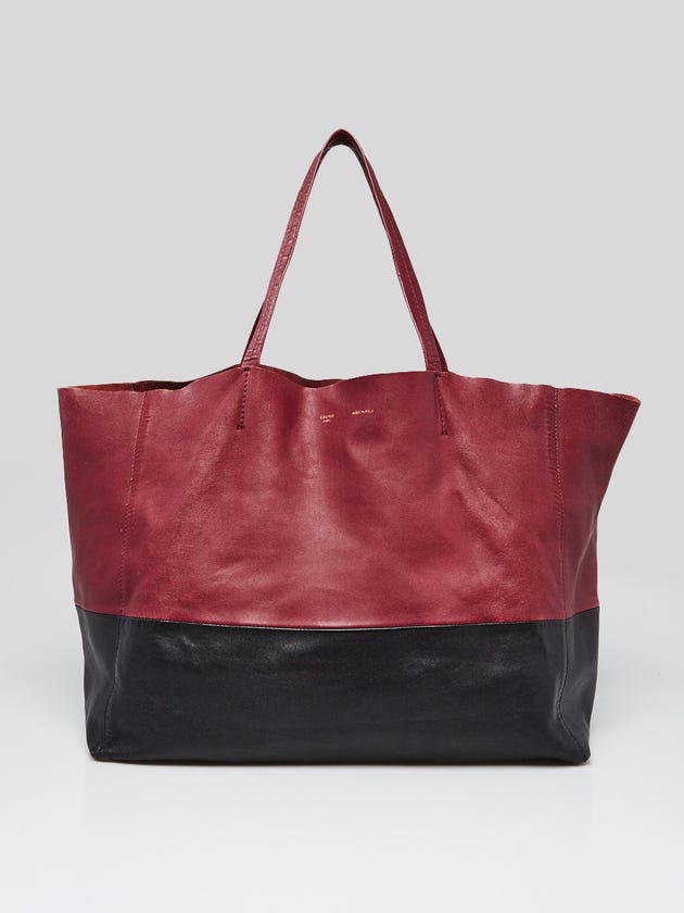 Celine Red/Black Bicolor Lambskin Leather Horizontal Cabas Tote Bag ...
