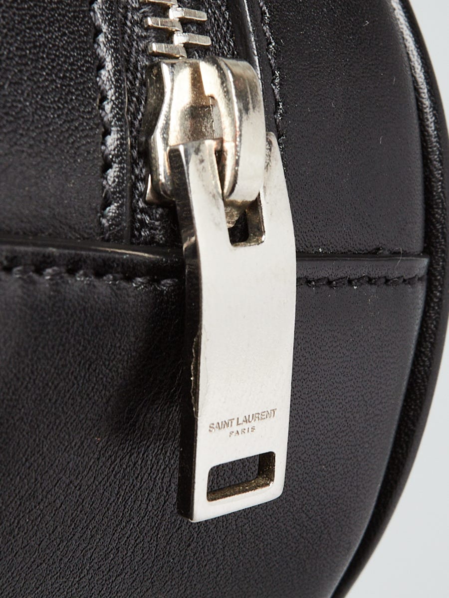 Yves Saint Laurent Black Woven Leather Studded Round