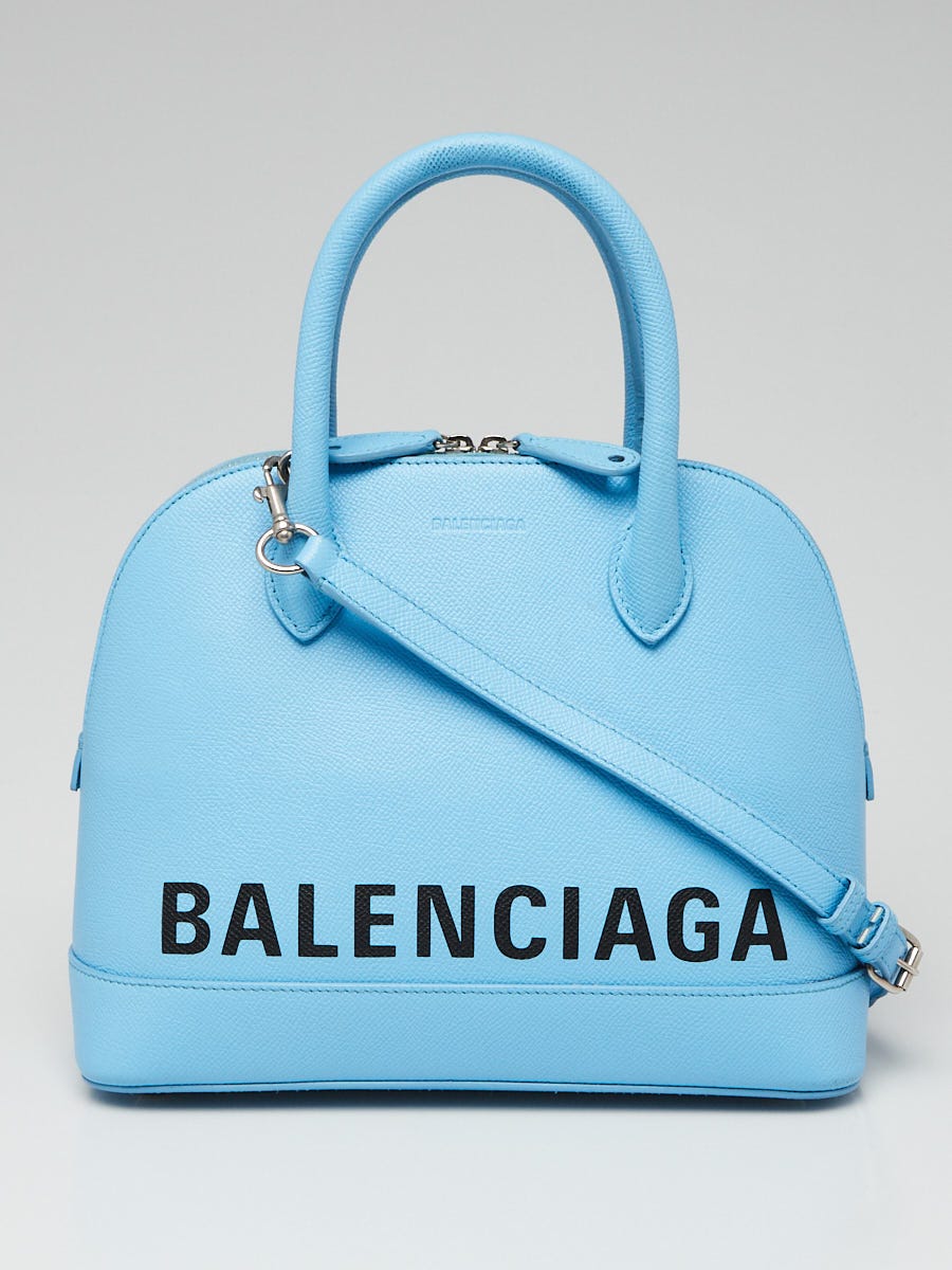 Balenciaga Logo Ville Bag Leather Small Blue