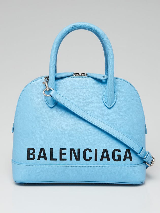 Balenciaga Light Blue Pebbled Leather Small Ville Satchel Bag