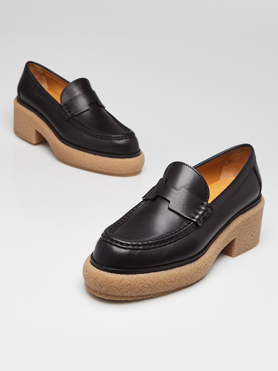 Daily Wear Hermes Leather Black Men's Loafers