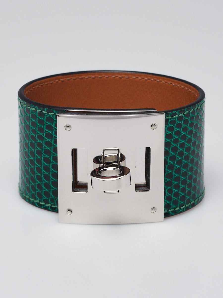 Vert Moyen Lizard Palladium Plated Kelly Dog Bracelet T3
