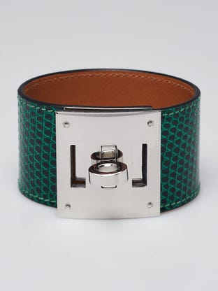 Vert Moyen Lizard Palladium Plated Kelly Dog Bracelet T3