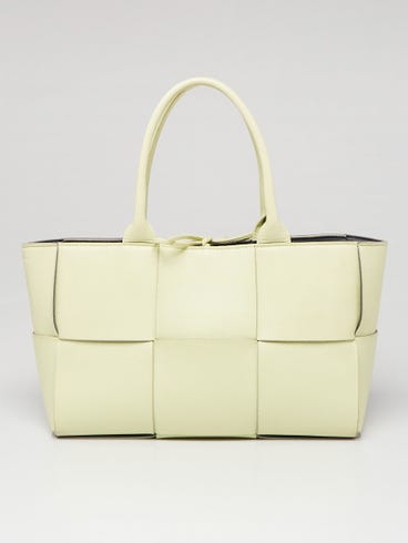 Bottega Veneta Lemon Intrecciato Woven Nappa Bicolor Leather Small Arco Tote Bag