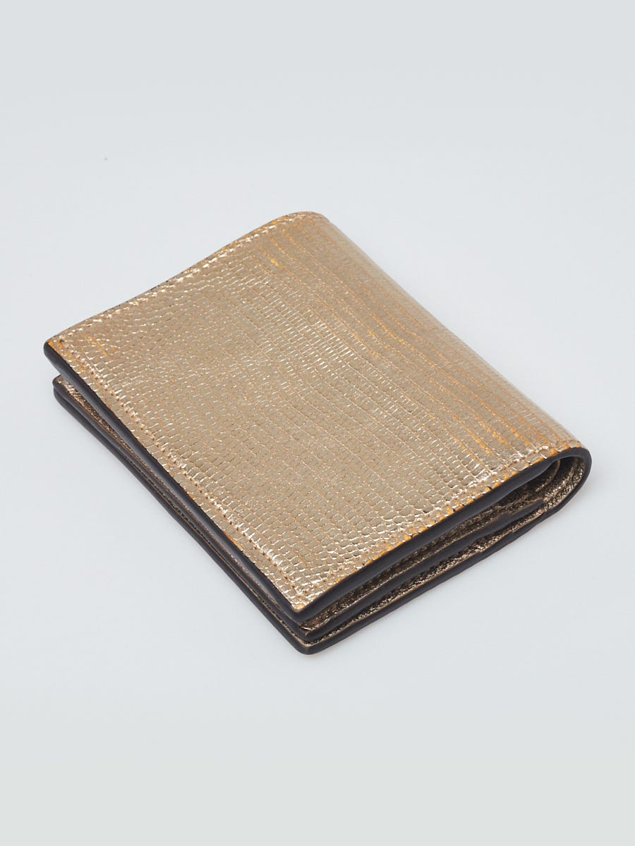 Gucci Gold Lizard Marmont GG Card Case Wallet