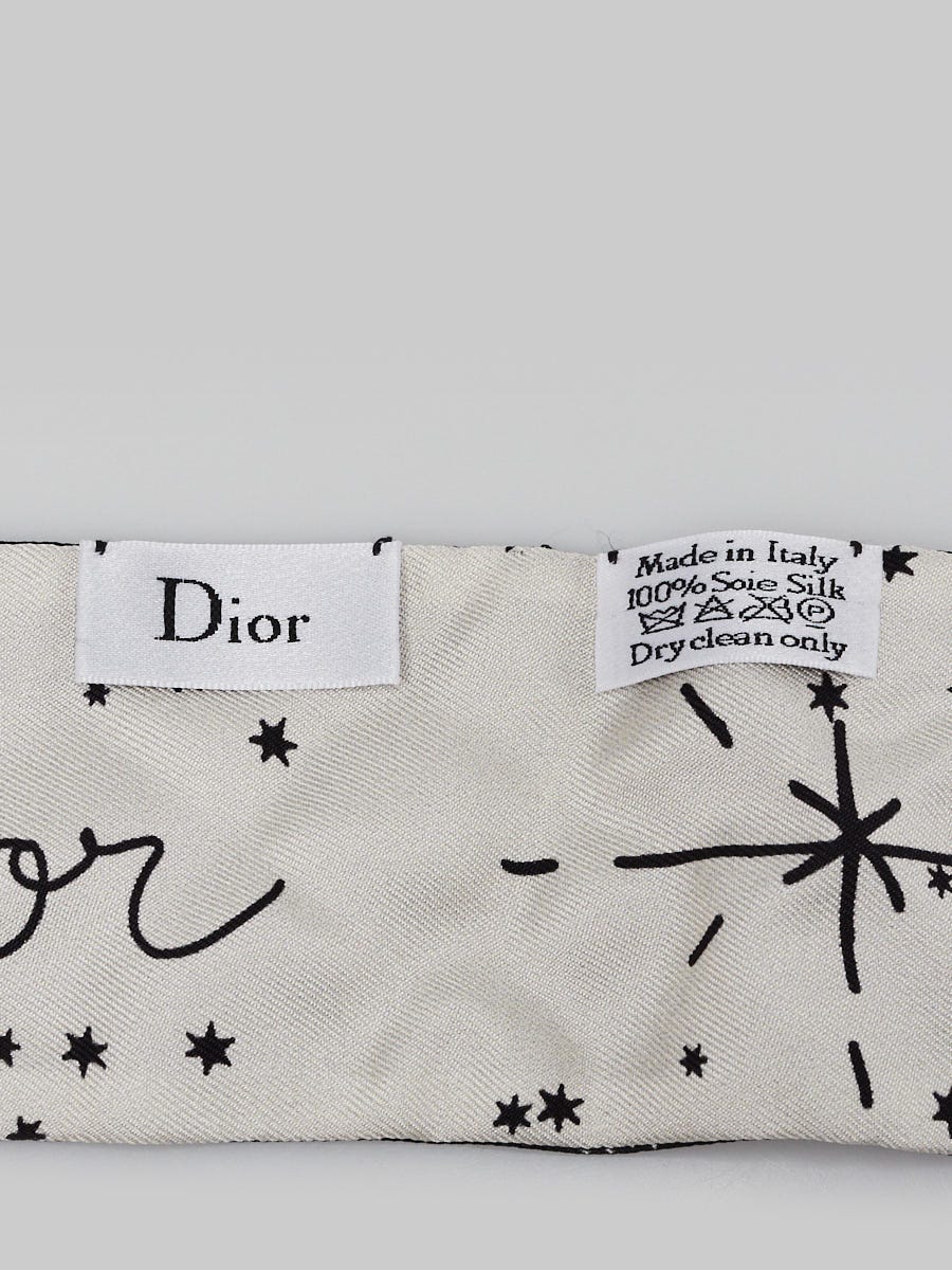 Christian Dior Black/White Silk Zodiac Taurus Mitzah Twilly Scarf