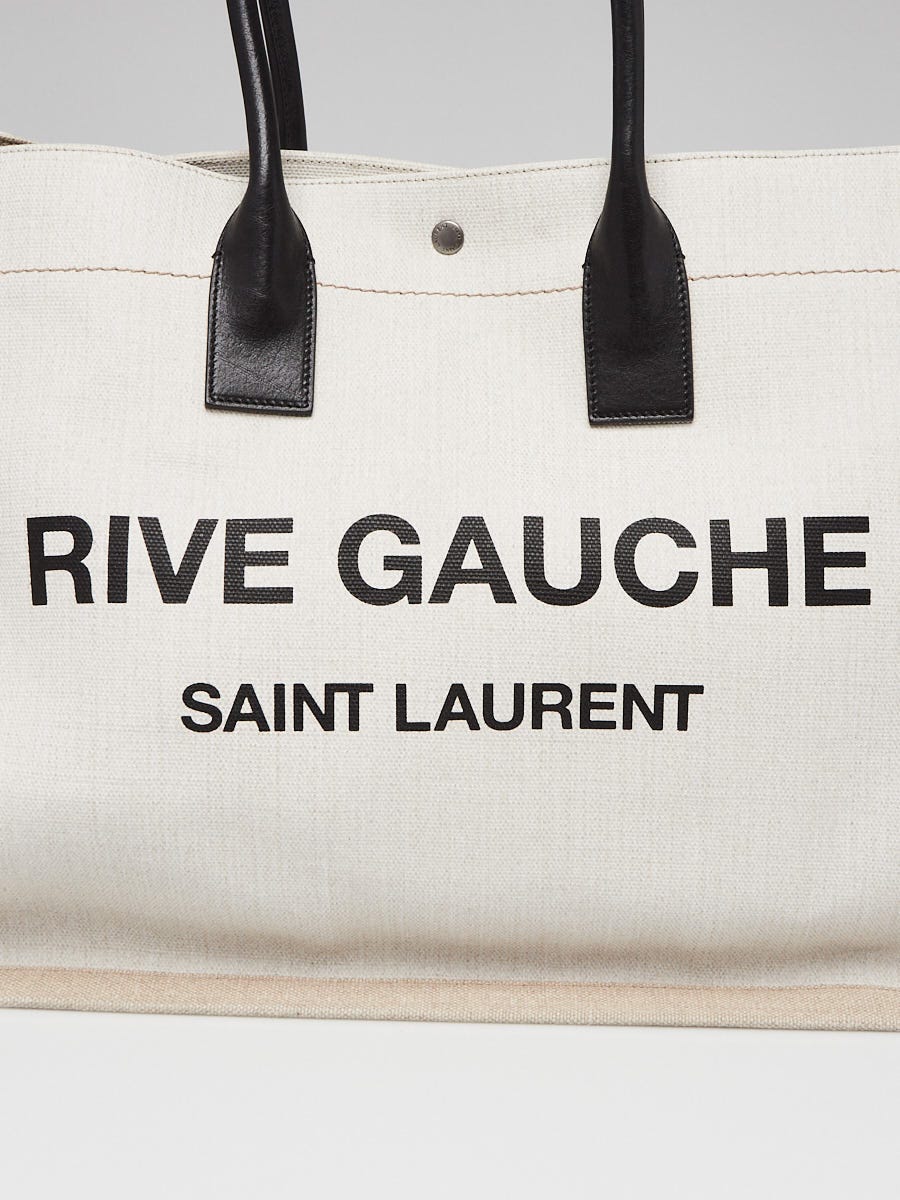 SAINT LAURENT Rive Gauche printed leather-trimmed canvas tote