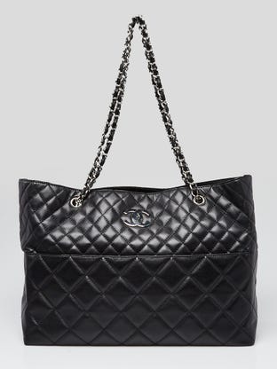 CHANEL Classic Black Quilted Calfskin Big CC 2 Way Silver Chain