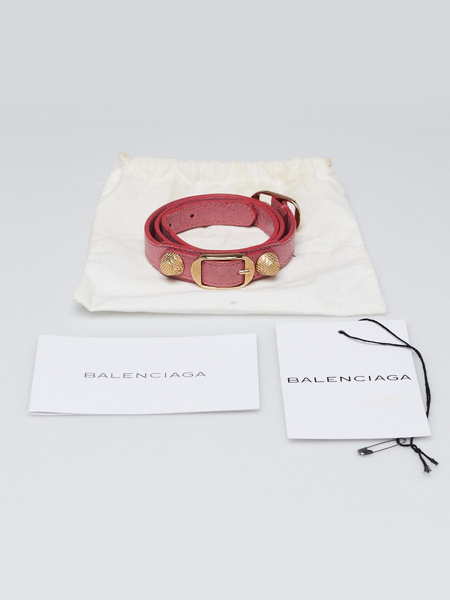 Rose Bonbon Leather Metallic Tour Bracelet Size M - Yoogi's Closet