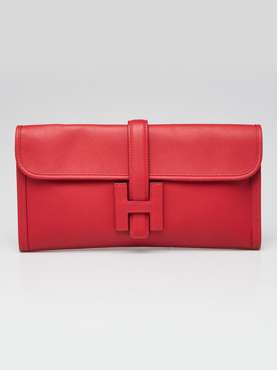 Hermes Rouge Casaque Swift Leather Jige 29 Elan Clutch Bag