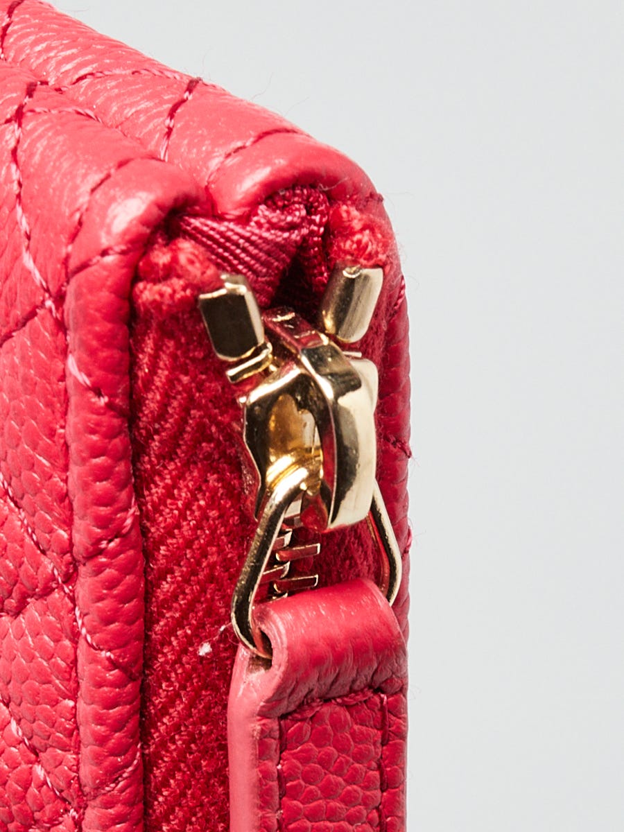 Chanel Pink Quilted Leather Round Pouch On Chain
