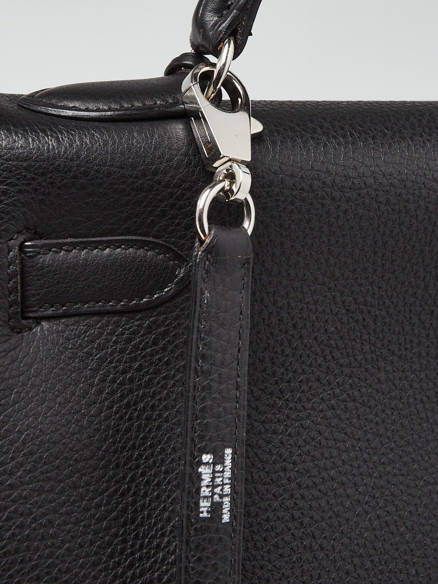 Hermes 32cm Black Togo Leather Palladium Plated Kelly Retourne Bag