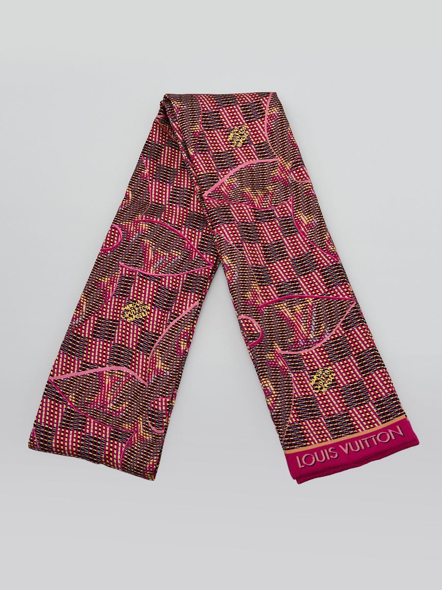 Louis Vuitton Pink Damier Pop Print Silk Bandeau Scarf - Yoogi's Closet
