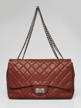 Brown 2.55 Reissue Quilted Caviar Leather 227 Single Flap Jumbo Flap Bag