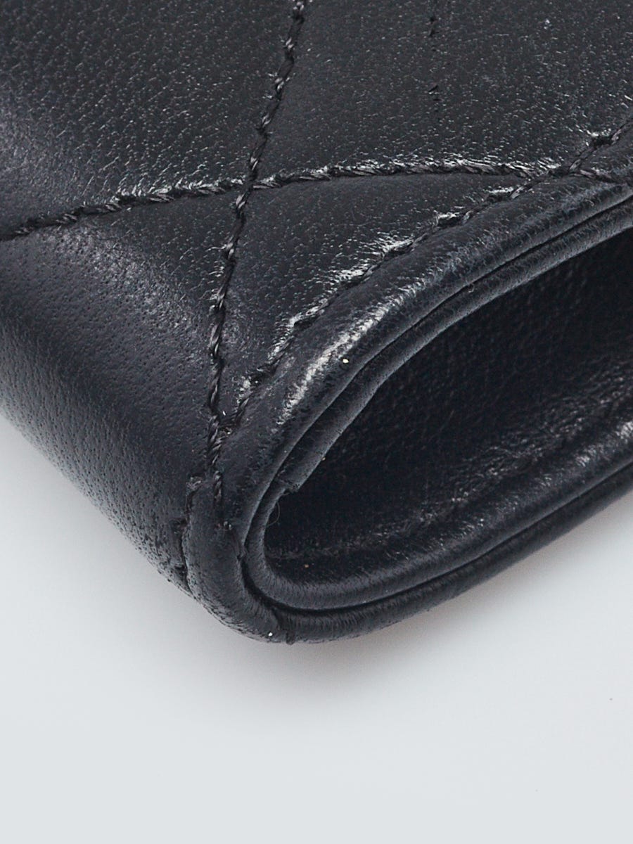 Chanel Black Quilted Lambskin Leather Zipped O-Key Holder