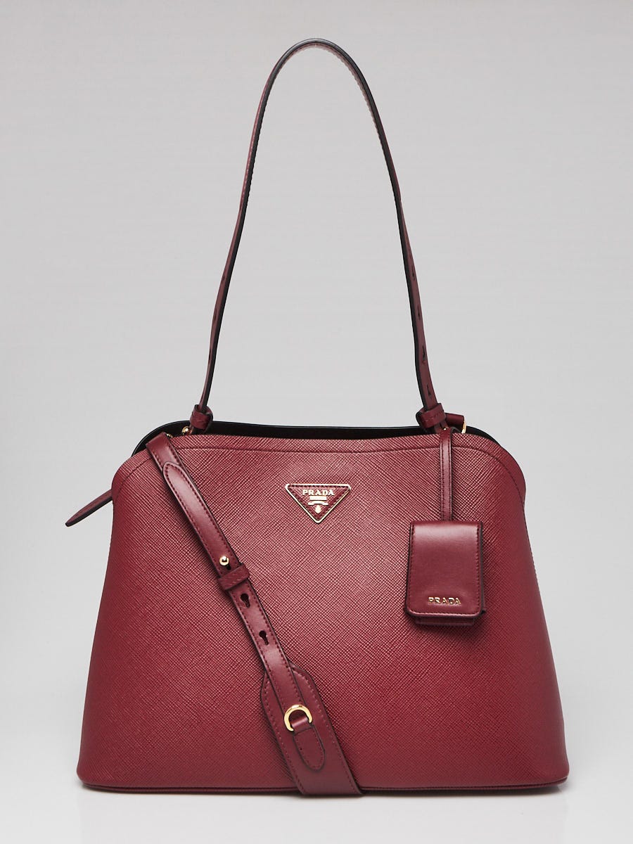 Prada, Bags, Prada Cerise Saffiano Leather Shoulder Flap Bag