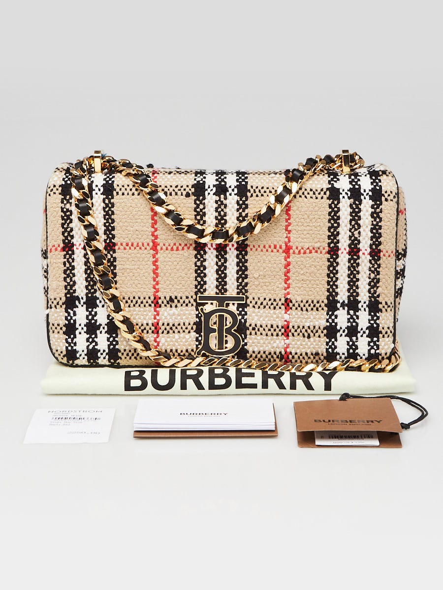 国産品 Burberry Bag Flap Lola Small Tweed Bouclé Beige Archive バッグ
