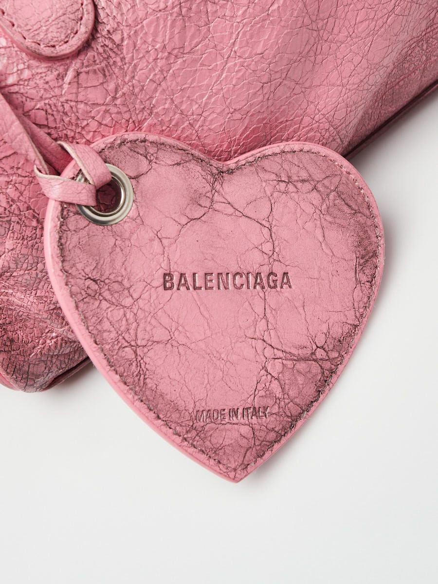 Balenciaga Pink Distressed Leather Le Cagole Mini Duffle