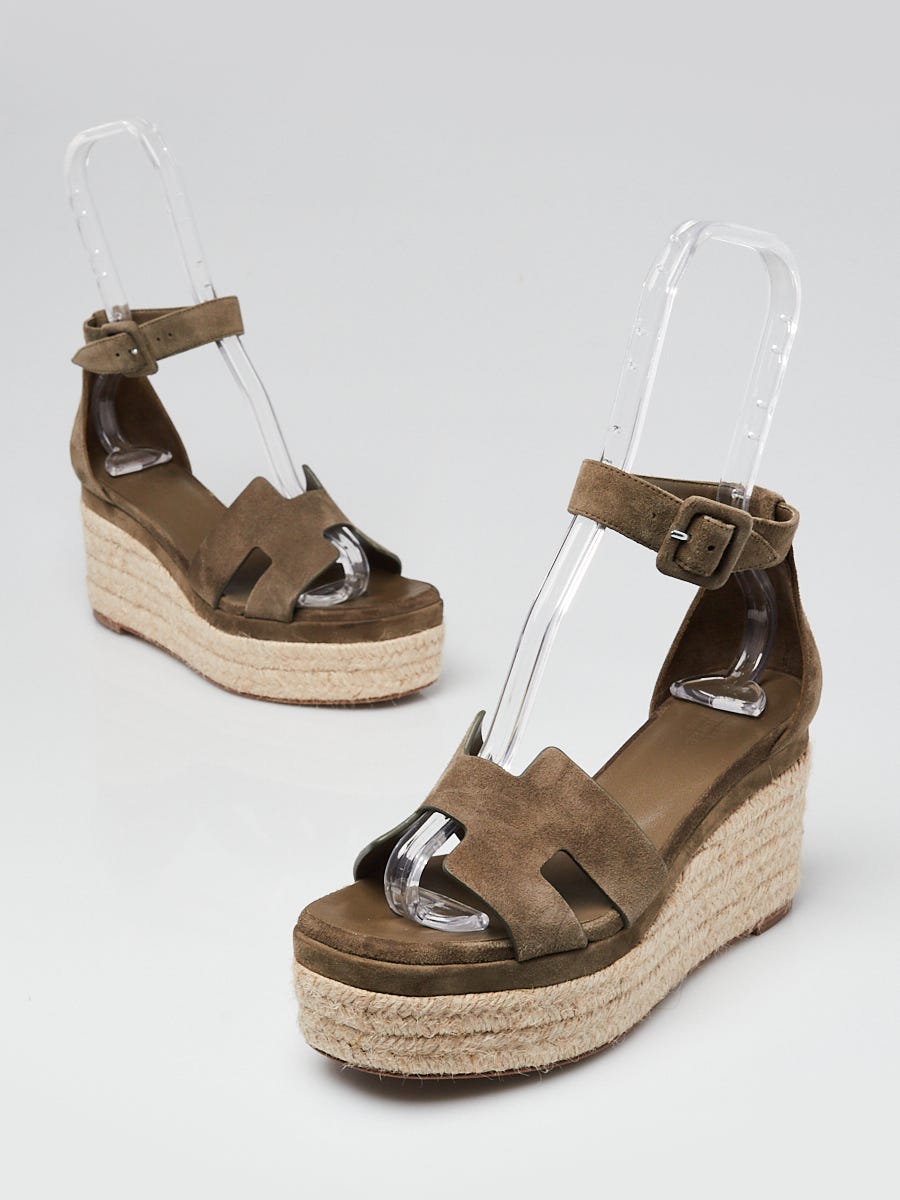 Green Suede Goatskin Elda Espadrille Size 5.5/36