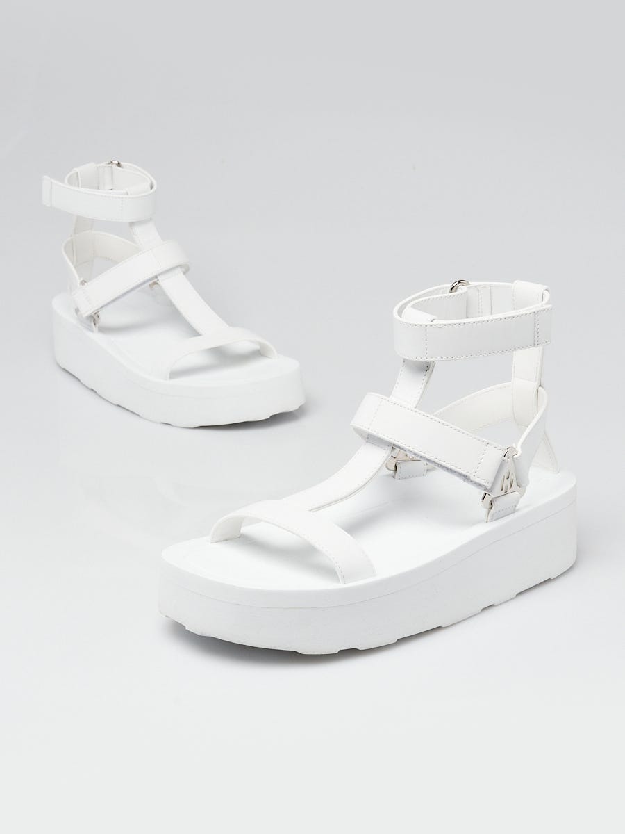 White Calfskin Leather Enid Sandals Size 5.5/36
