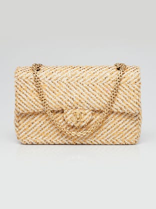 Gold Tweed Medium Single Flap Bag