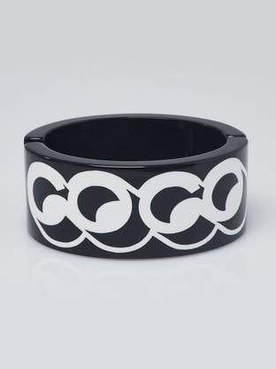 Black/White Resin Gabrielle Coco Cuff Bracelet