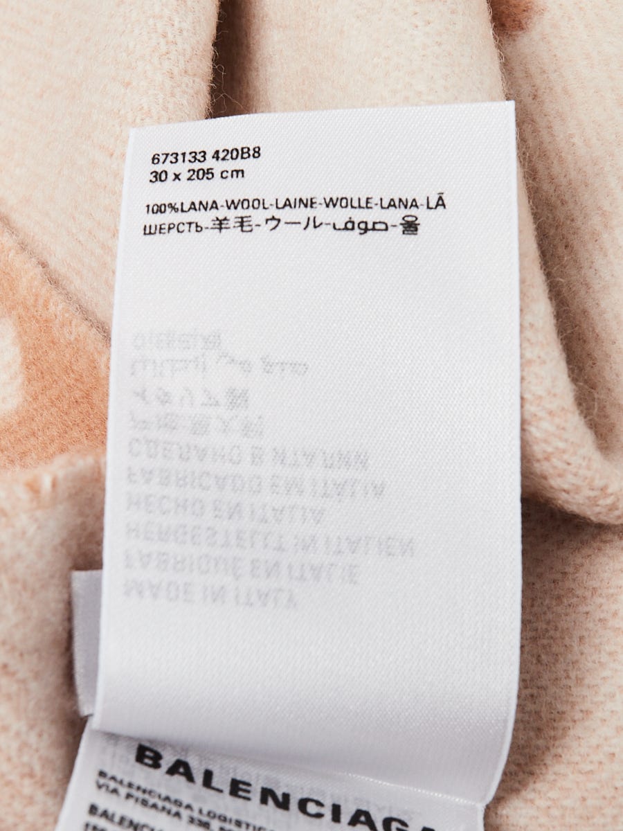 Balenciaga Beige/White Wool Blend All-over Logo Scarf | Yoogi's Closet