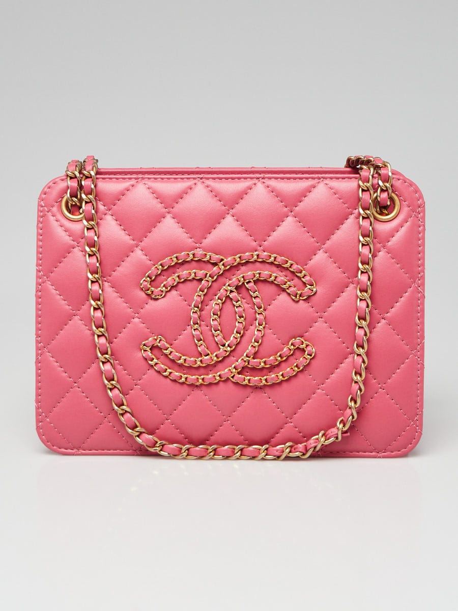 Chanel Rose Quilted Lambskin Leather Small Accordion Bag - Yoogi's Closet