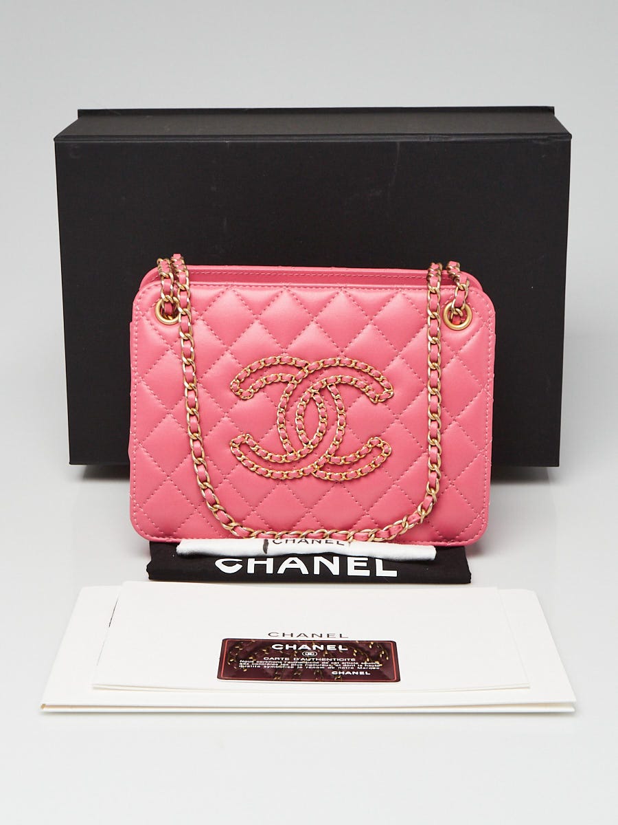 Chanel Rose Quilted Lambskin Leather Small Accordion Bag - Yoogi's Closet