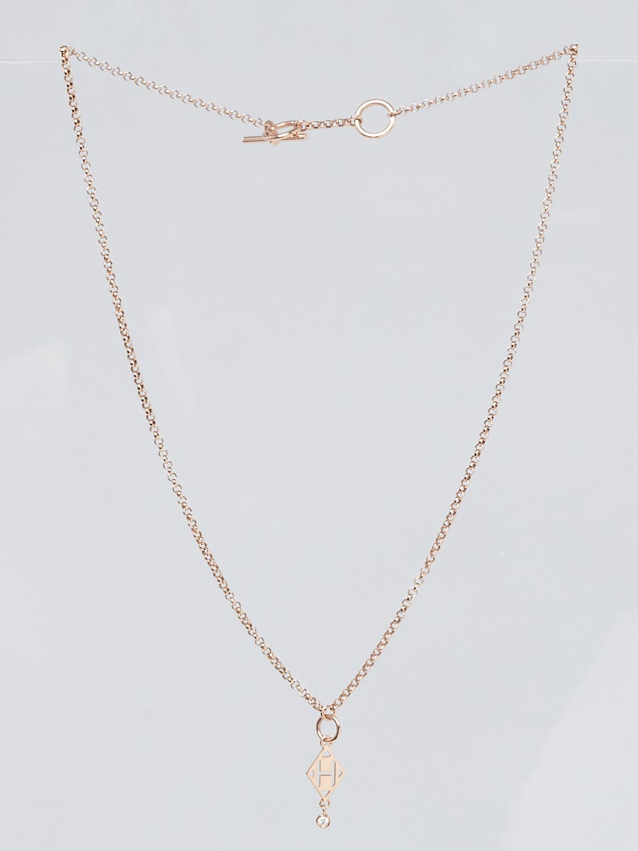 18k Rose Gold and Diamond Gambade H Pendant