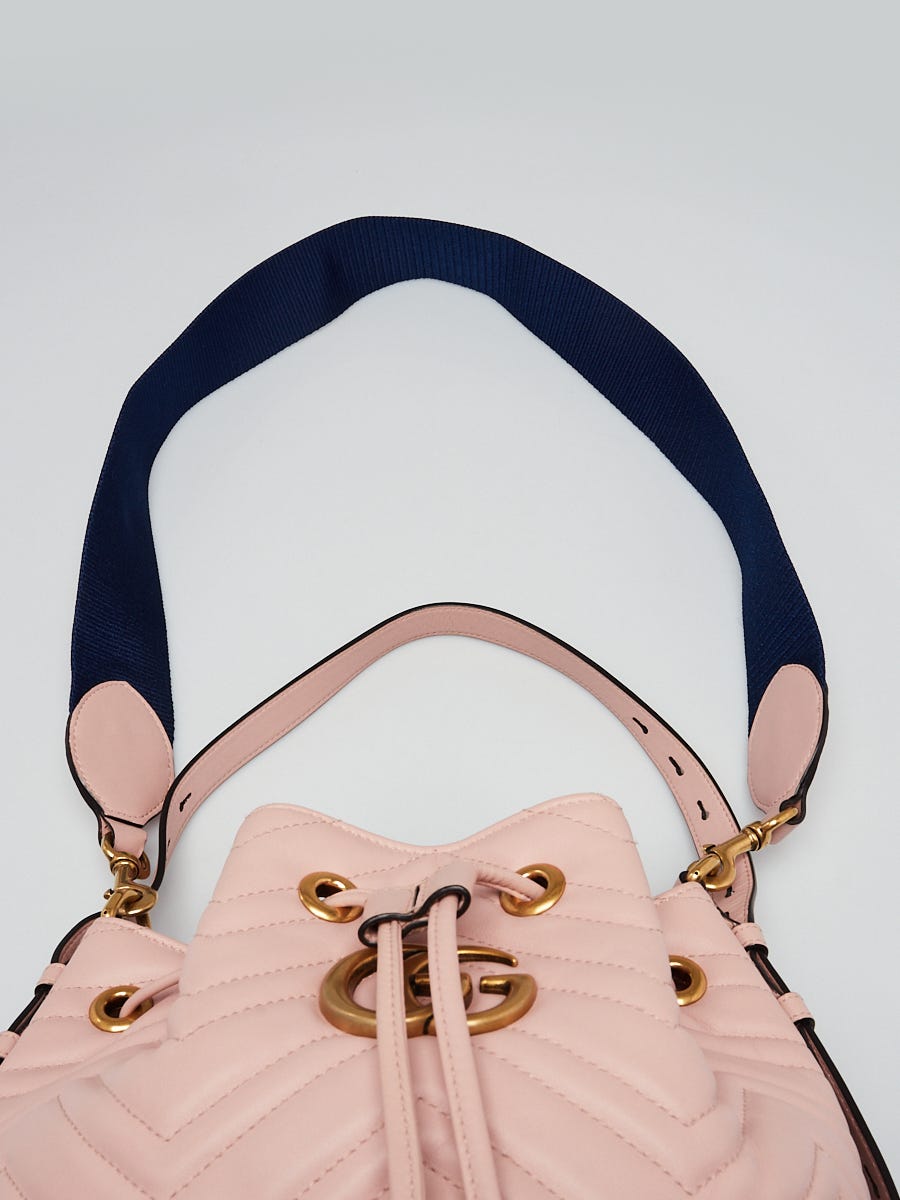 Gucci Pink Chevron Quilted Leather Marmont Bucket Bag Yoogi s Closet