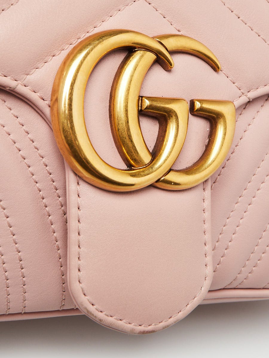 Gucci Light Pink Quilted Leather GG Marmont Small Matelasse