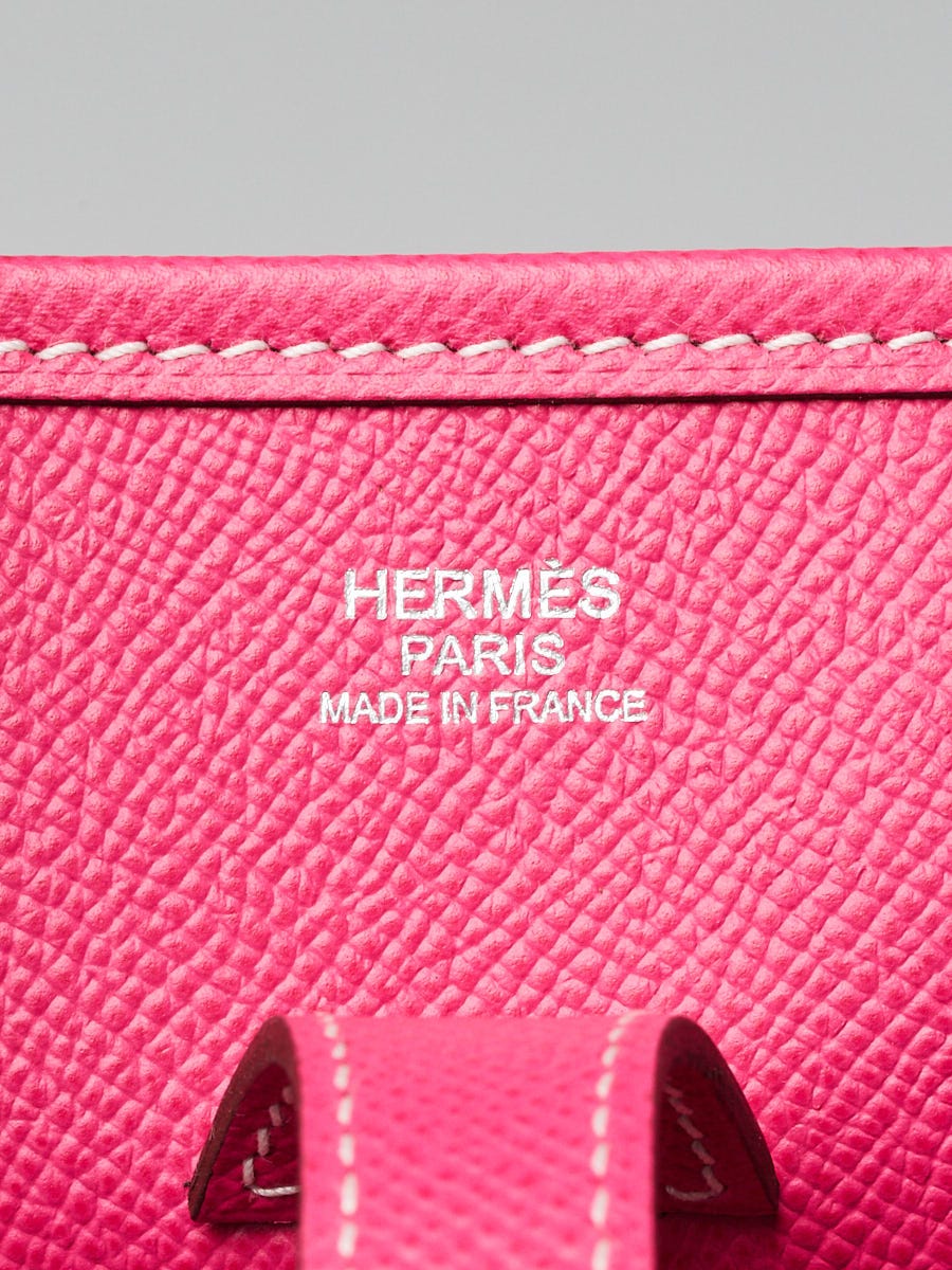 Hermes Rose Tyrien Epsom Leather Evelyne III PM Bag with Palladium