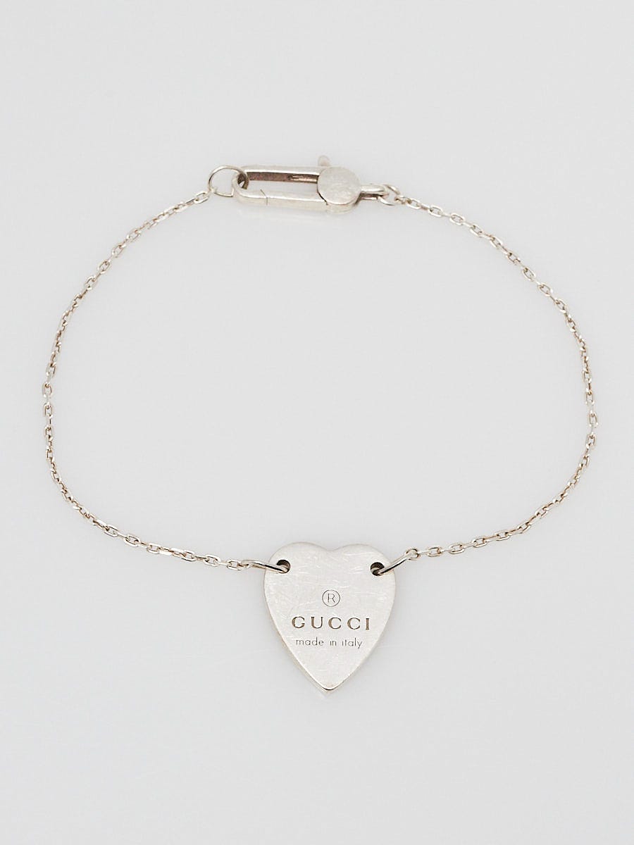 Gucci Sterling Silver Chain Heart Bracelet - Yoogi's Closet