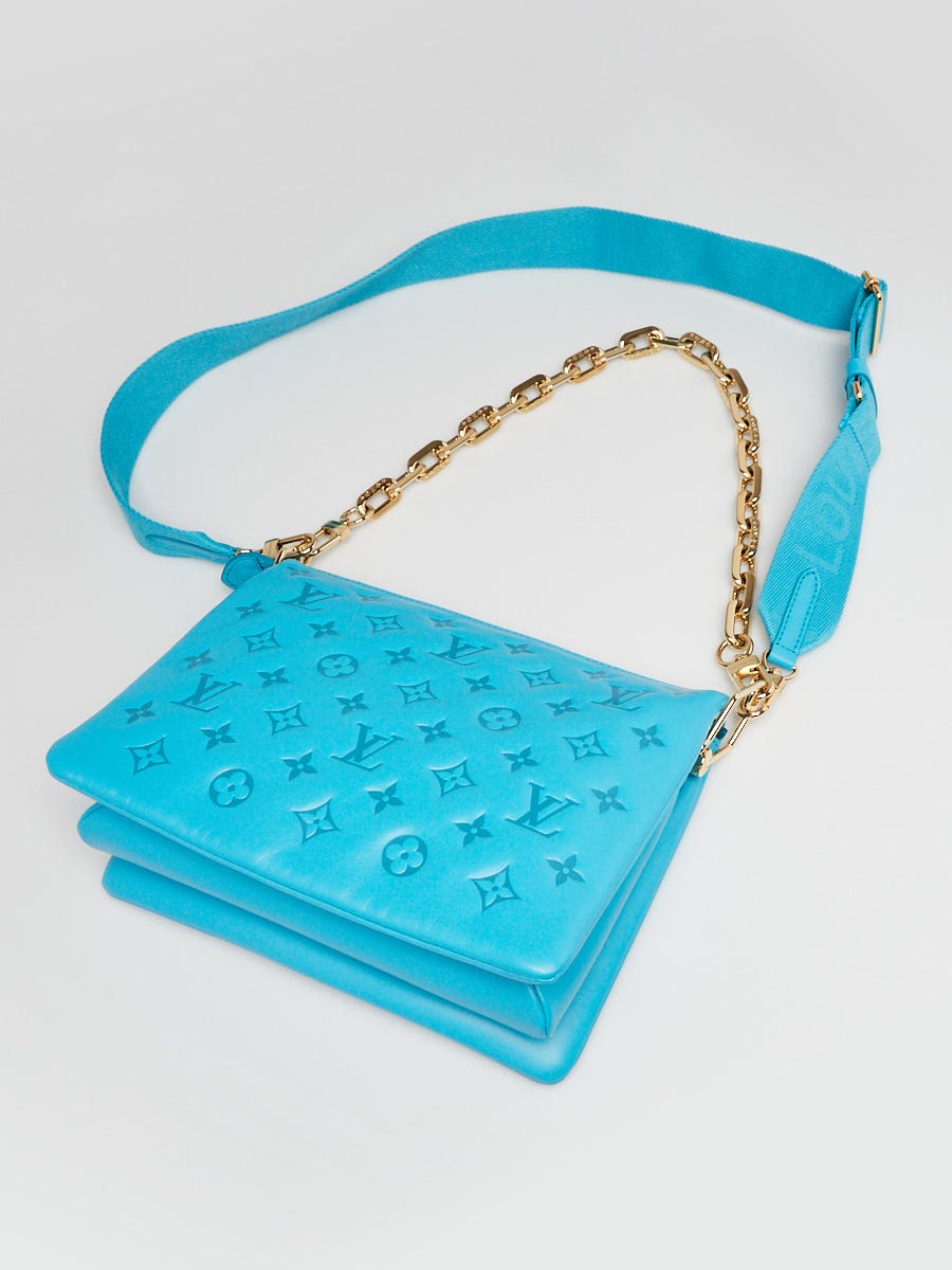 LOUIS VUITTON Lambskin Embossed Monogram Coussin PM Turquoise | FASHIONPHILE