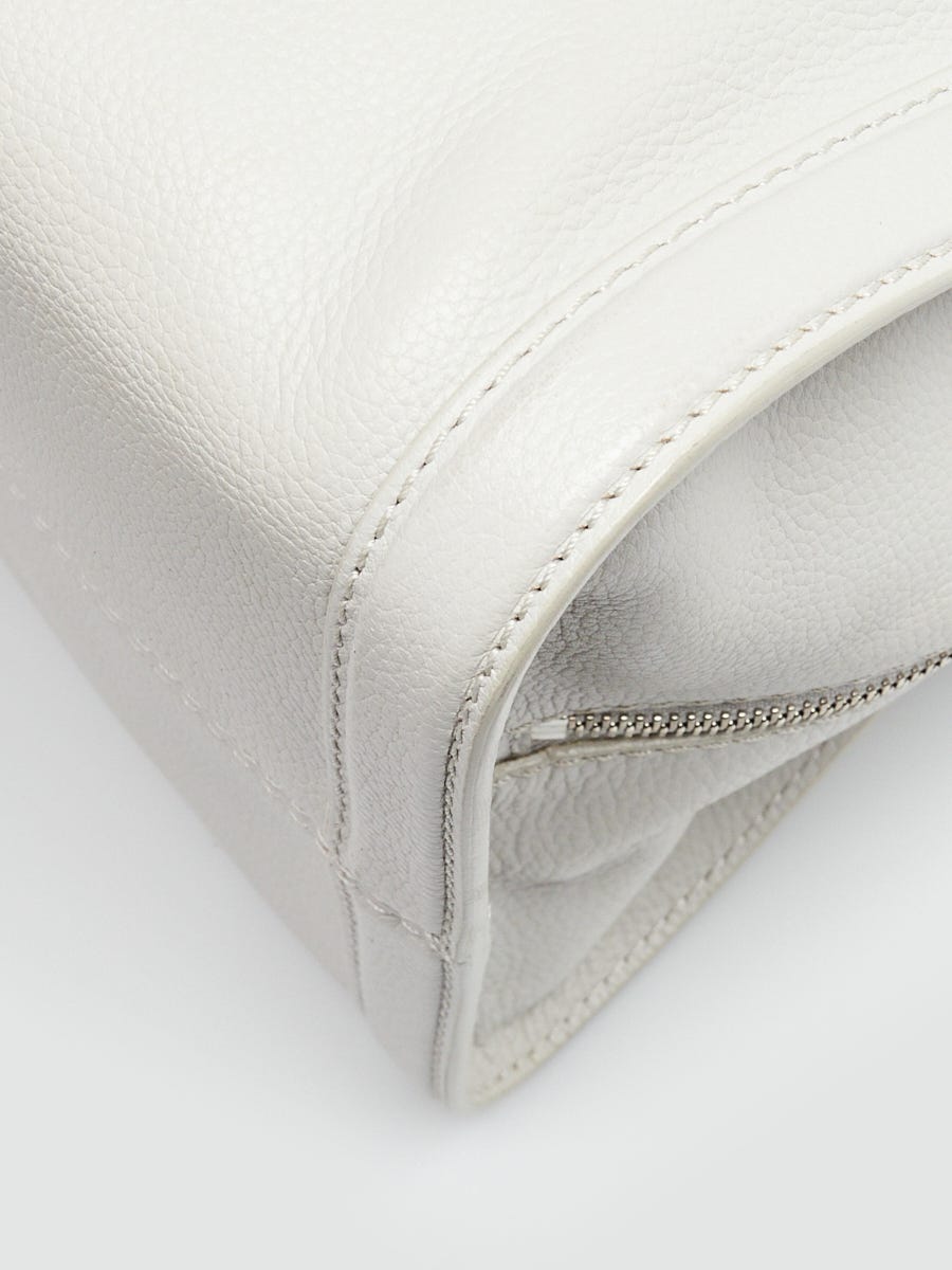 Alexander McQueen Light Grey Pebbled Leather Medium Padlock Zip Tote Bag