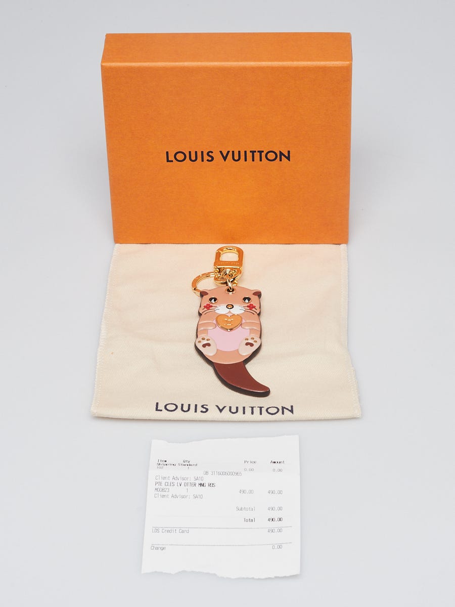 LOUIS VUITTON Calfskin Monogram LV Animals Otter Bag Charm Key Holder Pink  1084453