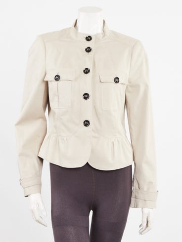 Burberry London Pale Trench Cotton Blend Barton Hill Cropped Jacket Size 8