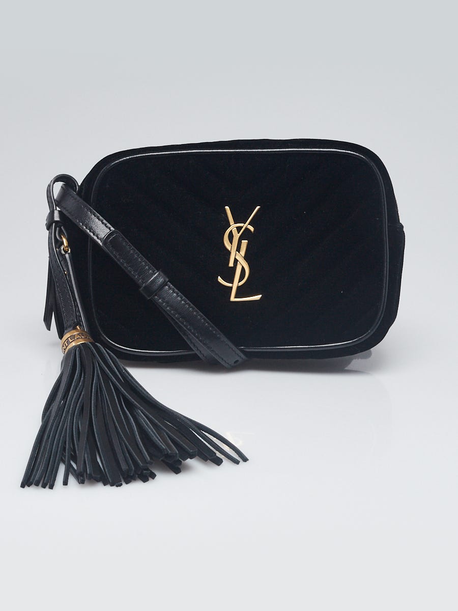 Yves Saint Laurent Black Chevron Quilted Velvet Lou Belt Bag - Yoogi's  Closet