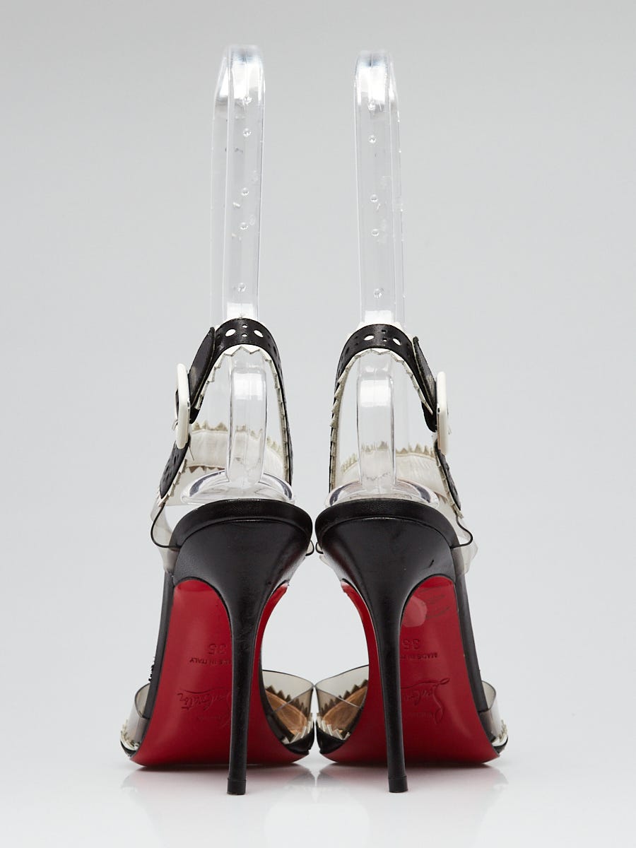 Christian Louboutin Black/White Leather and PVC Chouette Pinked 