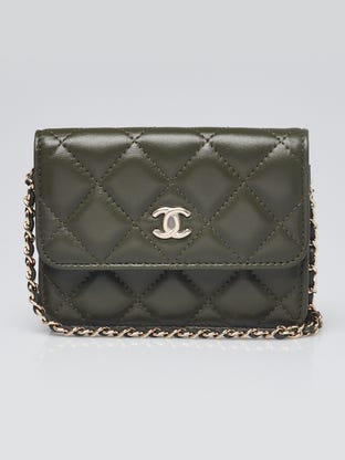 Green Quilted Lambskin Leather Mini Flap Belt Bag