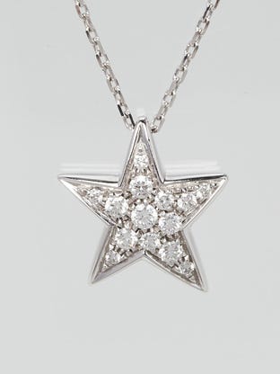 Chanel Silver Crystal CC Mini Pendant Necklace - Yoogi's Closet
