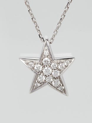 18k White Gold and Diamonds Comete Geode Star Necklace