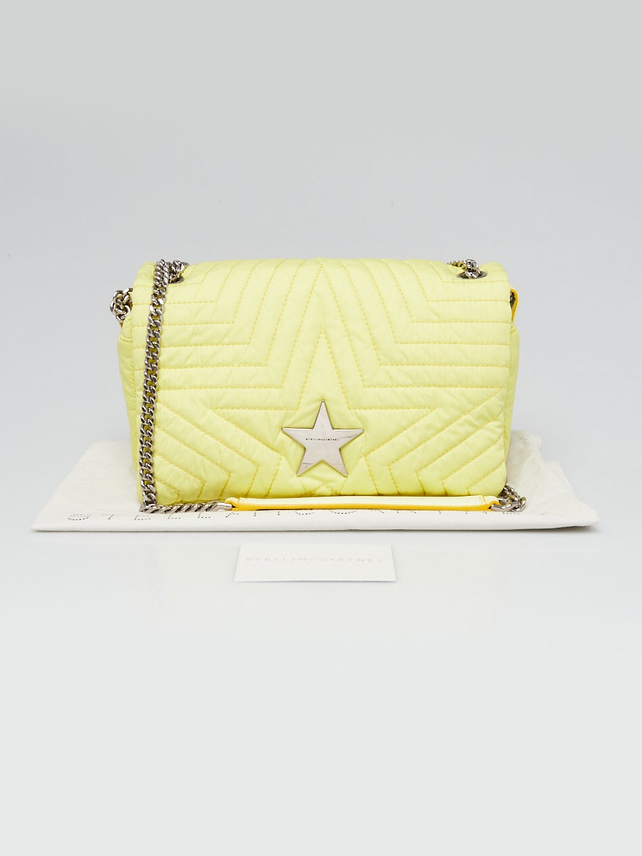 Stella McCartney Yellow Quilted Nylon Star Flap Shoulder Bag