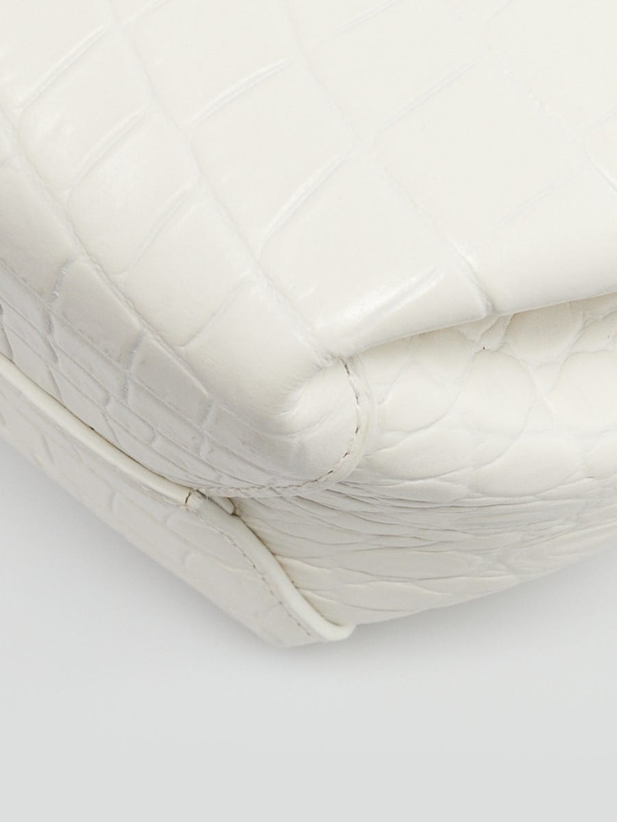 Bottega Veneta White Embossed Crocodile Leather Doll Top