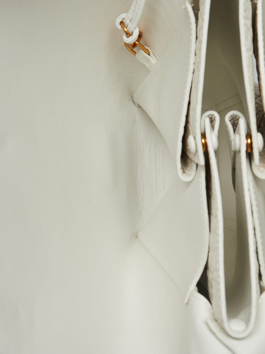 Bottega Veneta White Embossed Crocodile Leather Doll Top